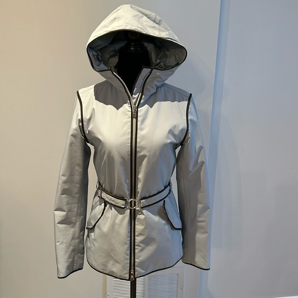 Light Gray Hooded Belted Jacket